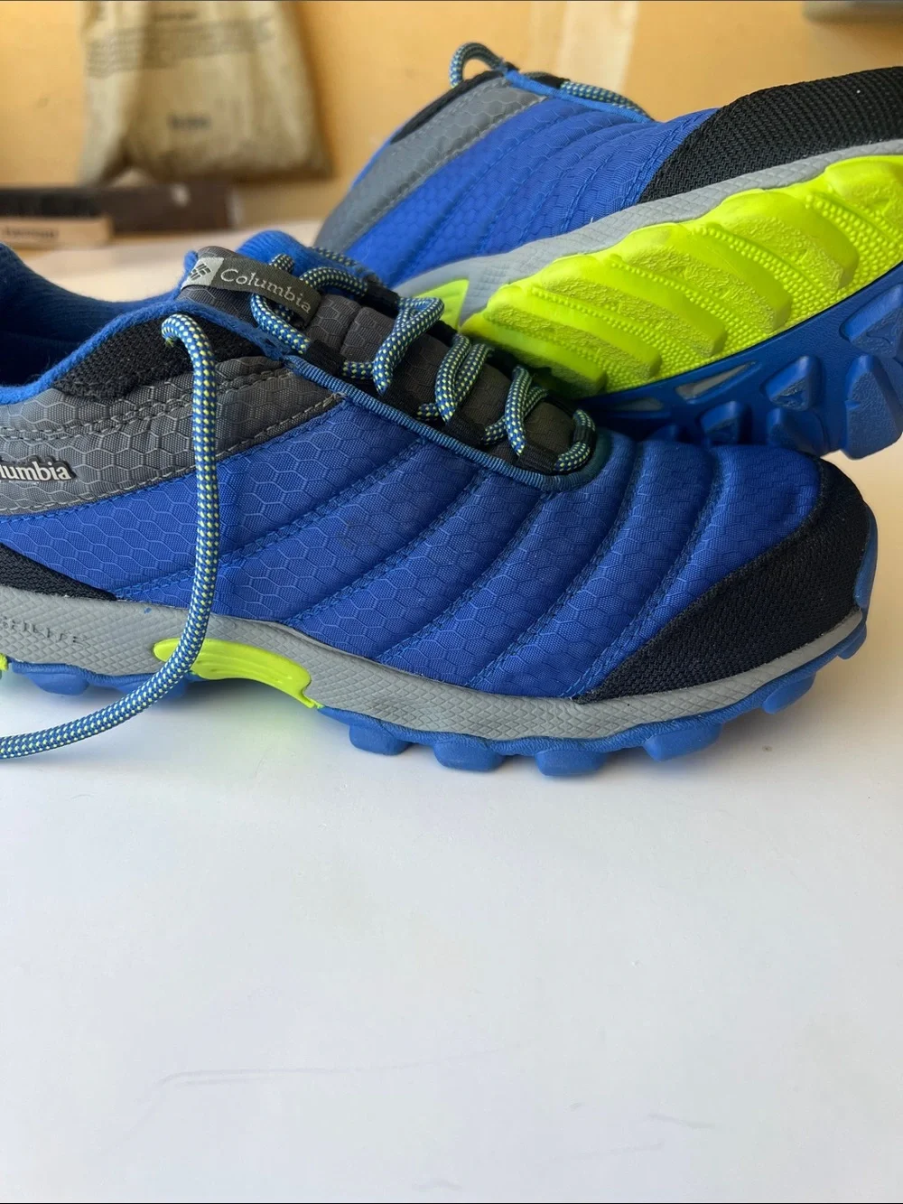 Columbia Kids Royal Blue & Neon Yellow Trail Sneakers
